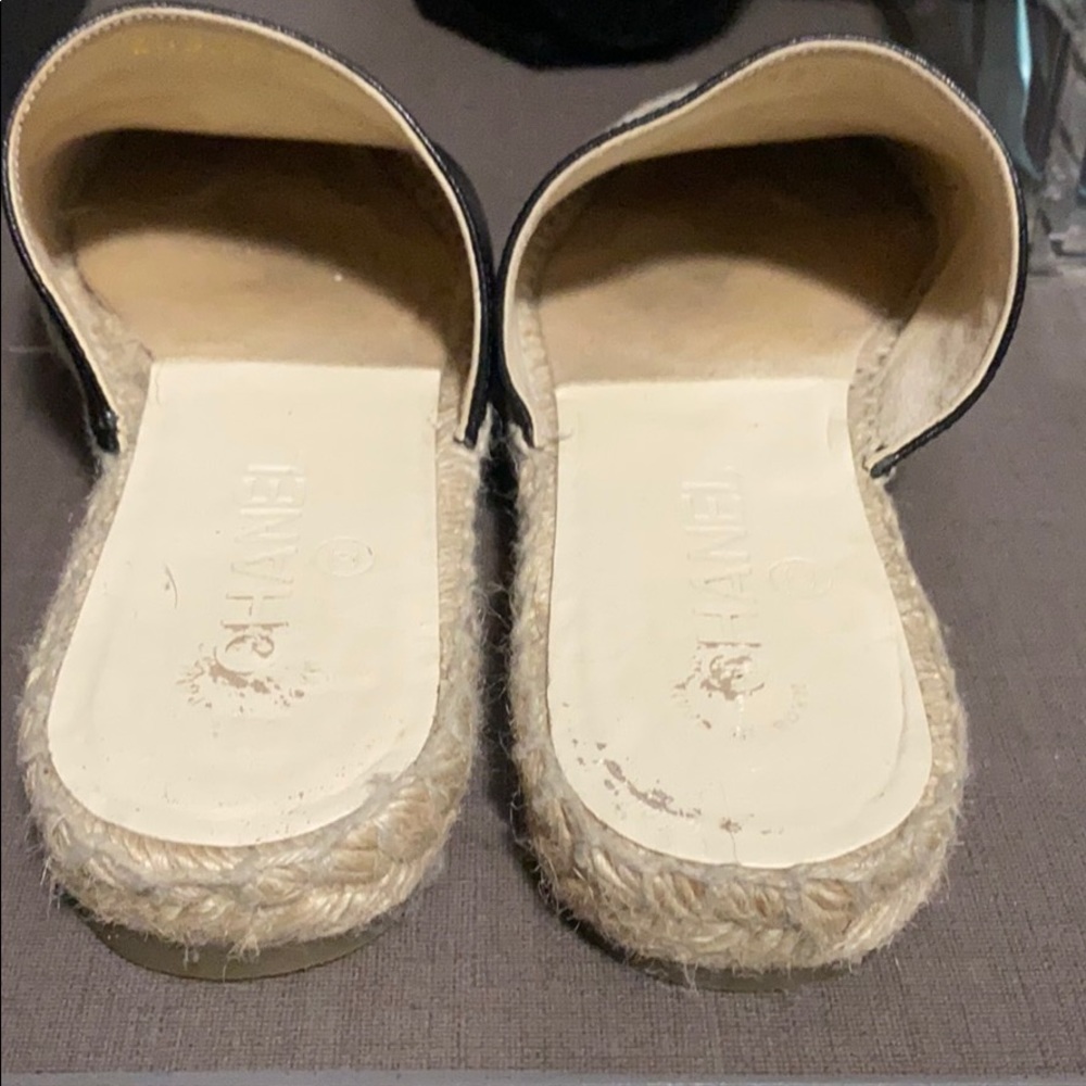 Goatskin patent Calfskin CC espadrille mule,sZ 37 - Picture 4 of 5